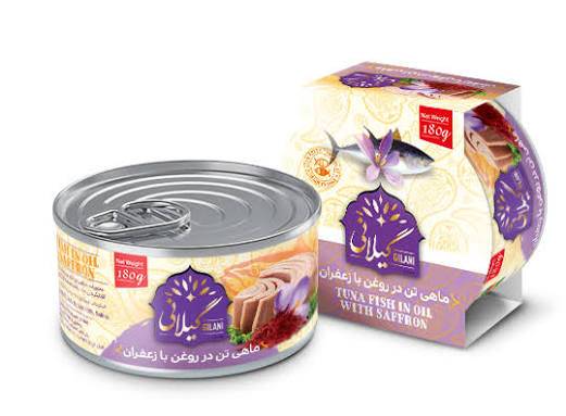کنسرو تن ماهی در روغن با زعفران 180گ گیلانی